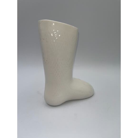 Vintage Ceramic Candy Cane Pixie Elf Christmas Boot Stocking Planter Vase Decor - Picture 11 of 16